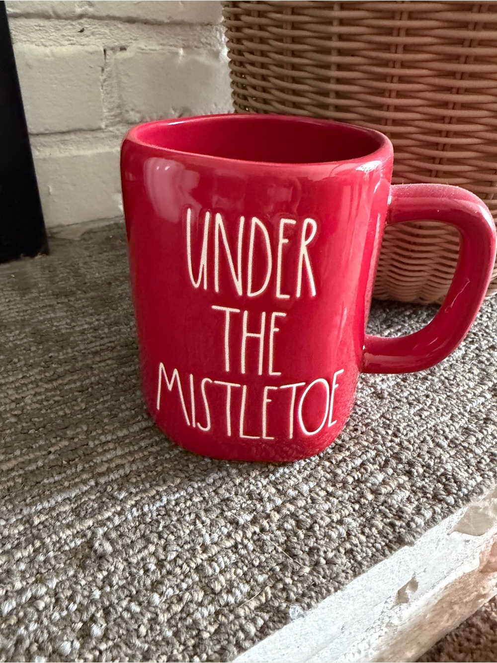 Rae Dunn Red "Under the Mistletoe" Ceramic Mug